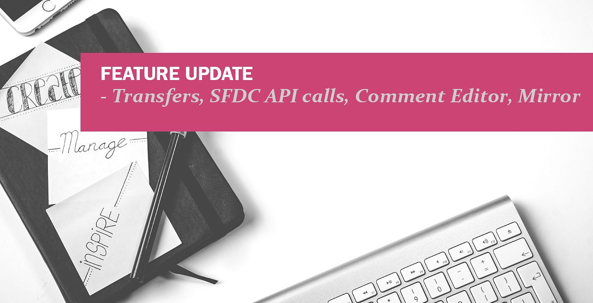 Transferfelder, SFDC-API-Aufrufe, Kommentare und Mirror-Technologie